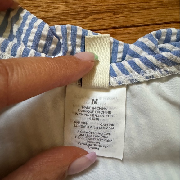 J.Crew Factory Seersucker Ruffle One-Shoulder One-Piece - Picture 10 of 11